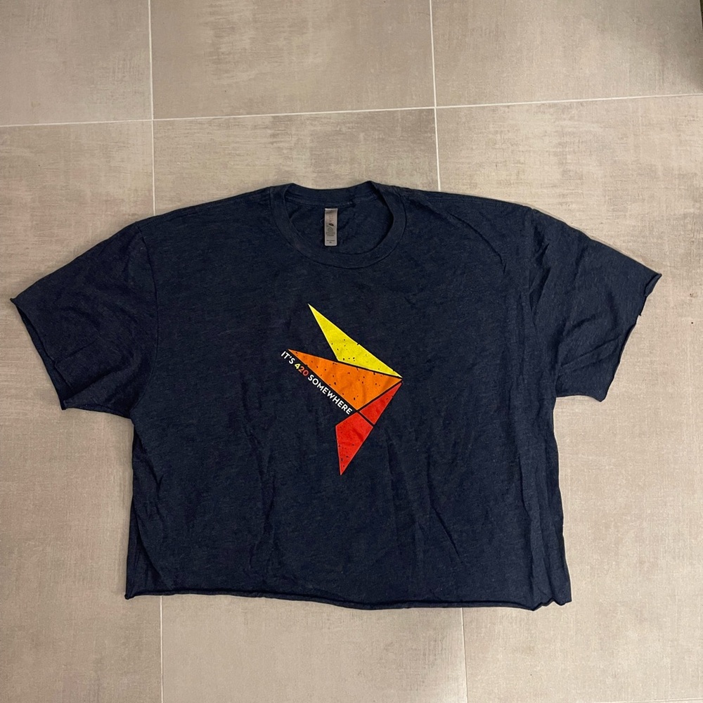 Cropped Graphic Tee with Geometric Design